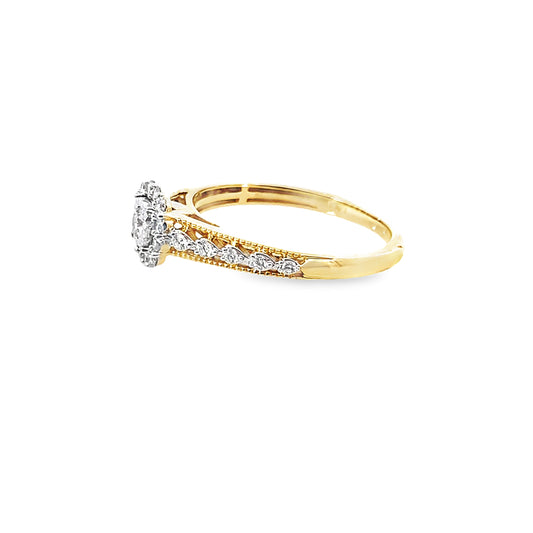 0.33Ctw 14K Yellow Gold Diamond Engagement Ring Size 7 1.6Dwt