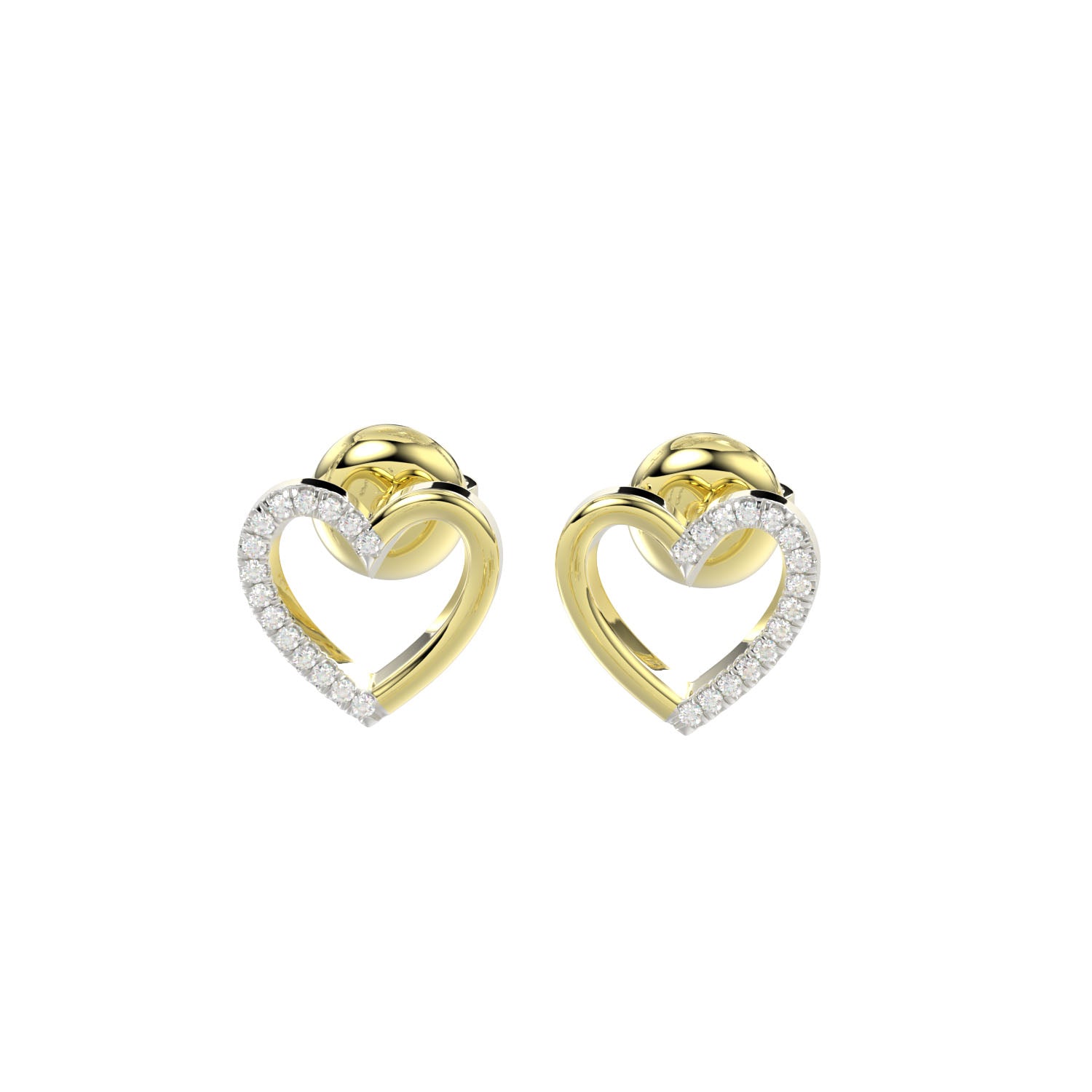 LADIES EARRINGS 0.10CT ROUND DIAMOND 14K YELLOW GOLD