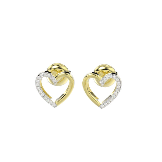 LADIES EARRINGS 0.10CT ROUND DIAMOND 14K YELLOW GOLD