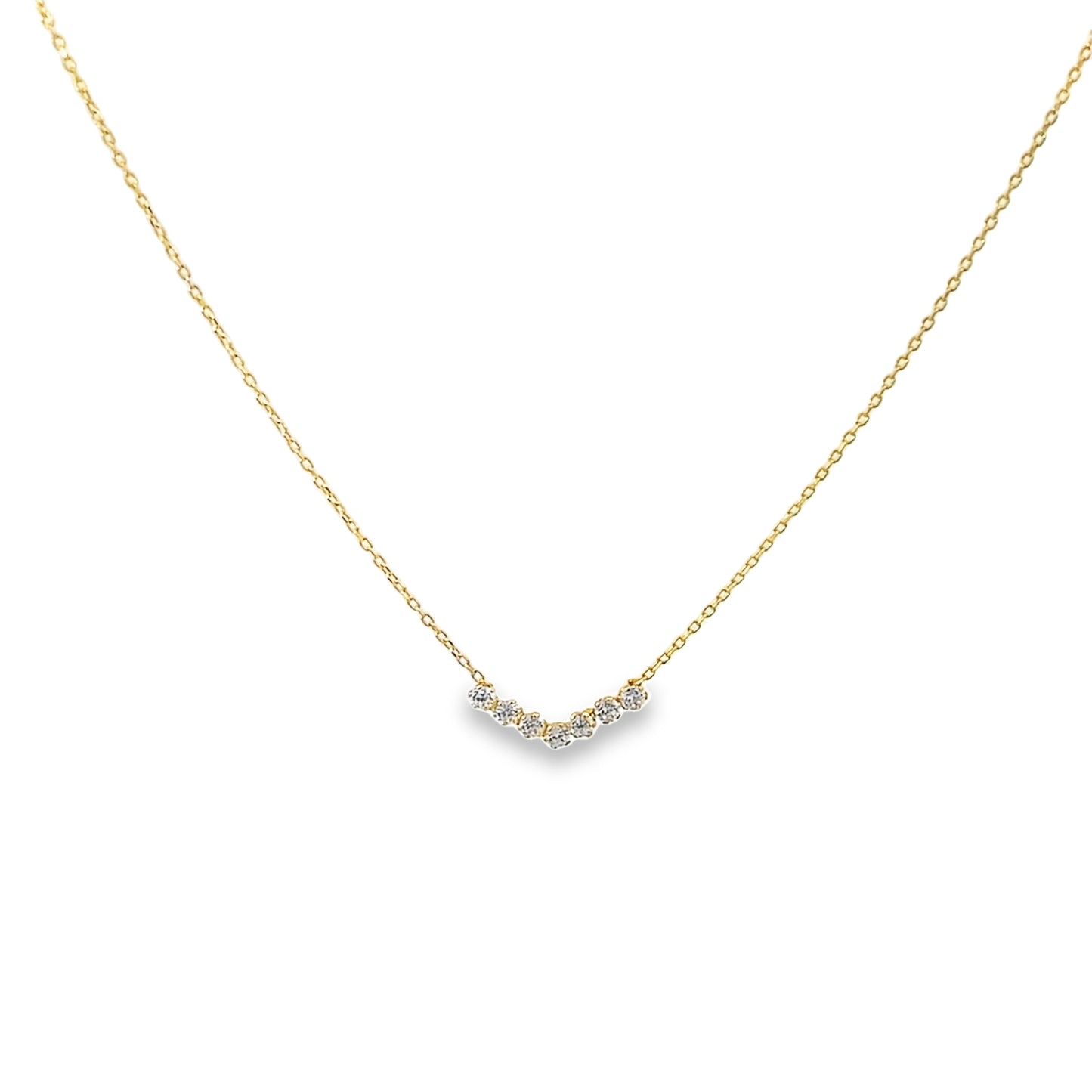 14K Yellow Gold Cz Pendant Necklace 18In