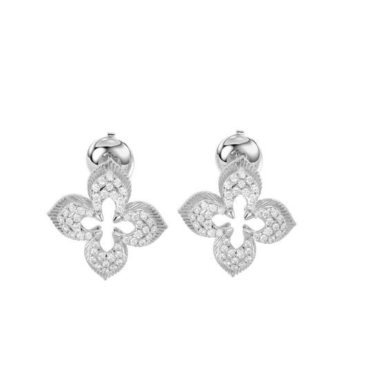 LADIES EARRINGS 0.20CT ROUND DIAMOND 14K WHITE GOLD