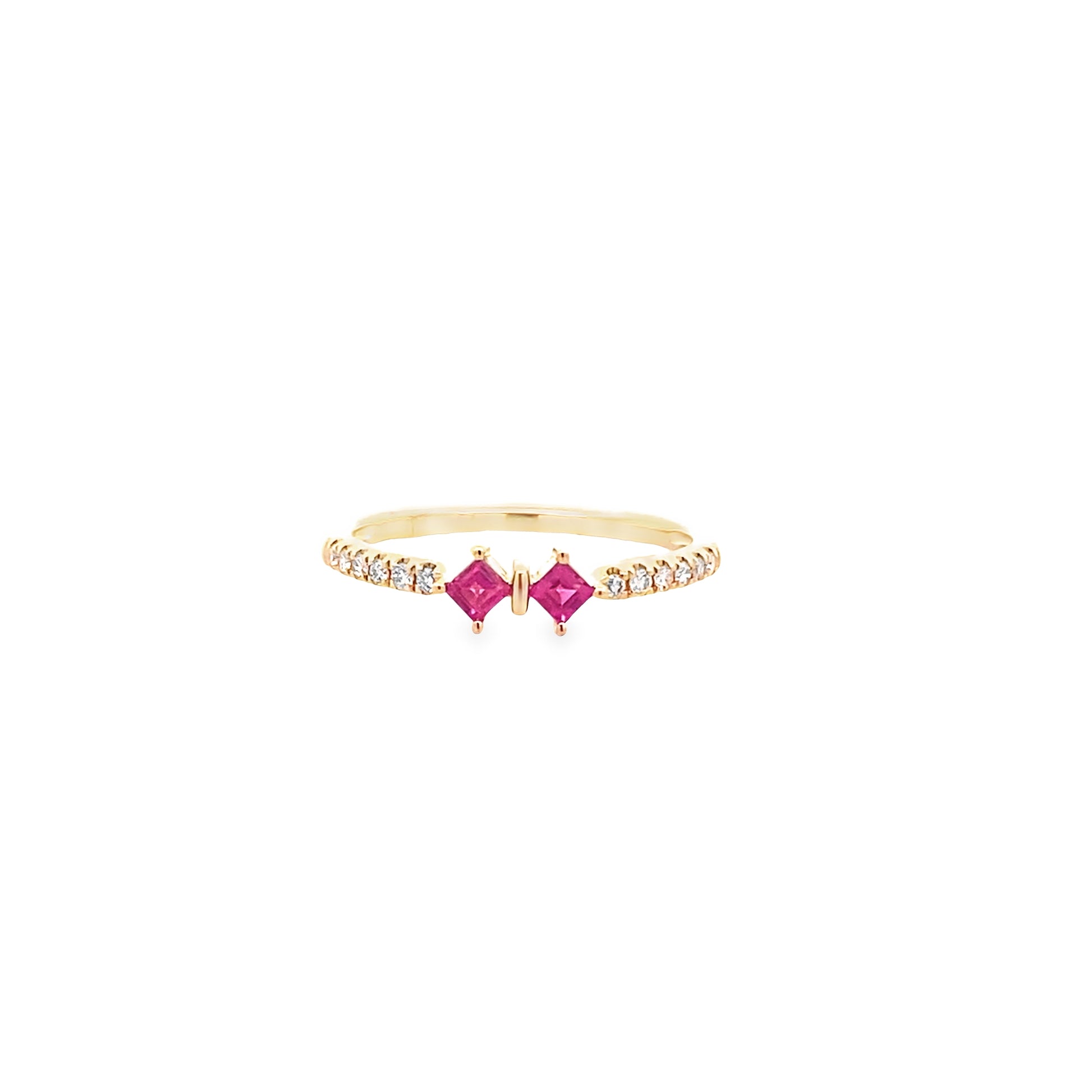 0.11Ctw Dird/0.22Ctw Rbsq 14K Yellow Gold Ruby & Diamond Ring Size 7 1.1Dwt