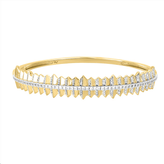 LADIES BANGLE 0.75CT ROUND DIAMOND 14K YELLOW GOLD