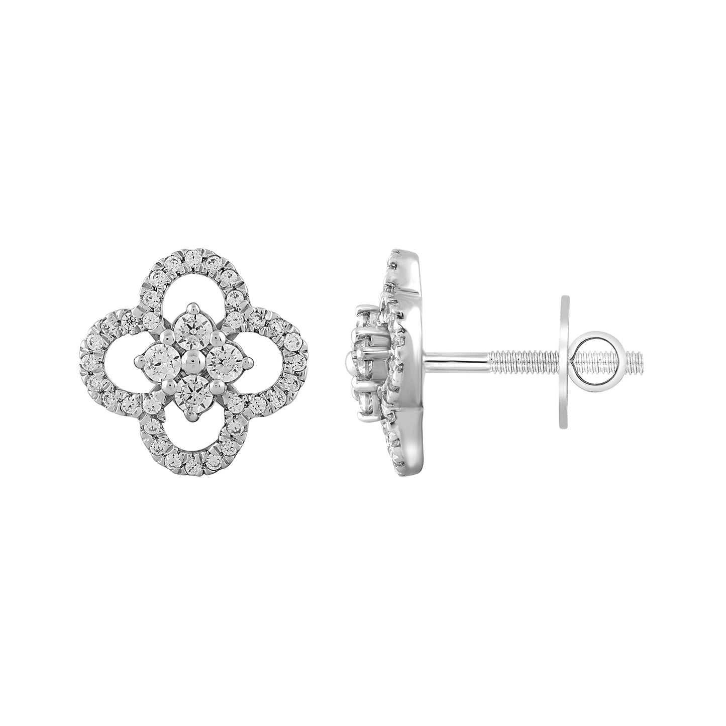 LADIES EARRINGS 0.25CT ROUND DIAMOND 14K WHITE GOLD