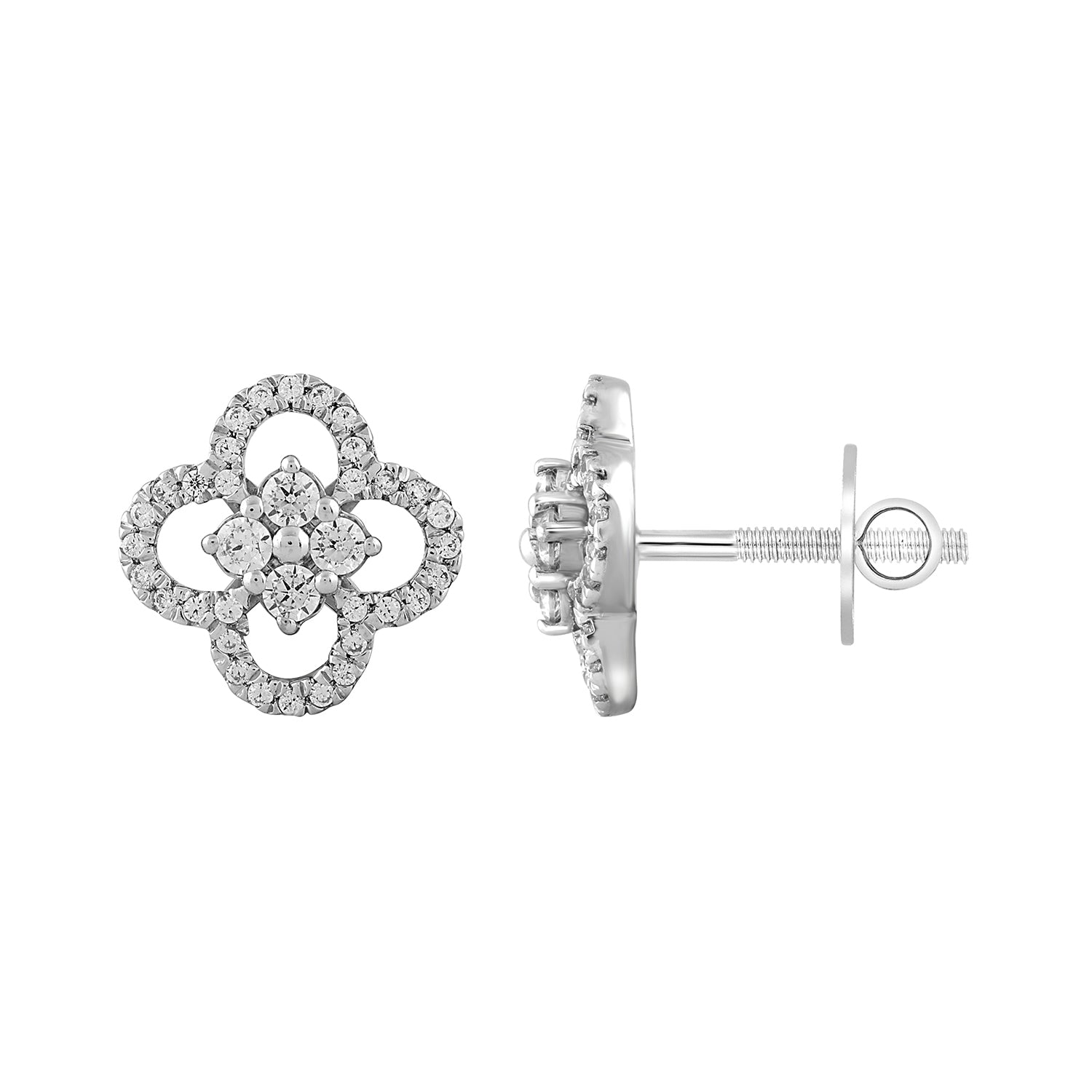LADIES EARRINGS 0.25CT ROUND DIAMOND 14K WHITE GOLD