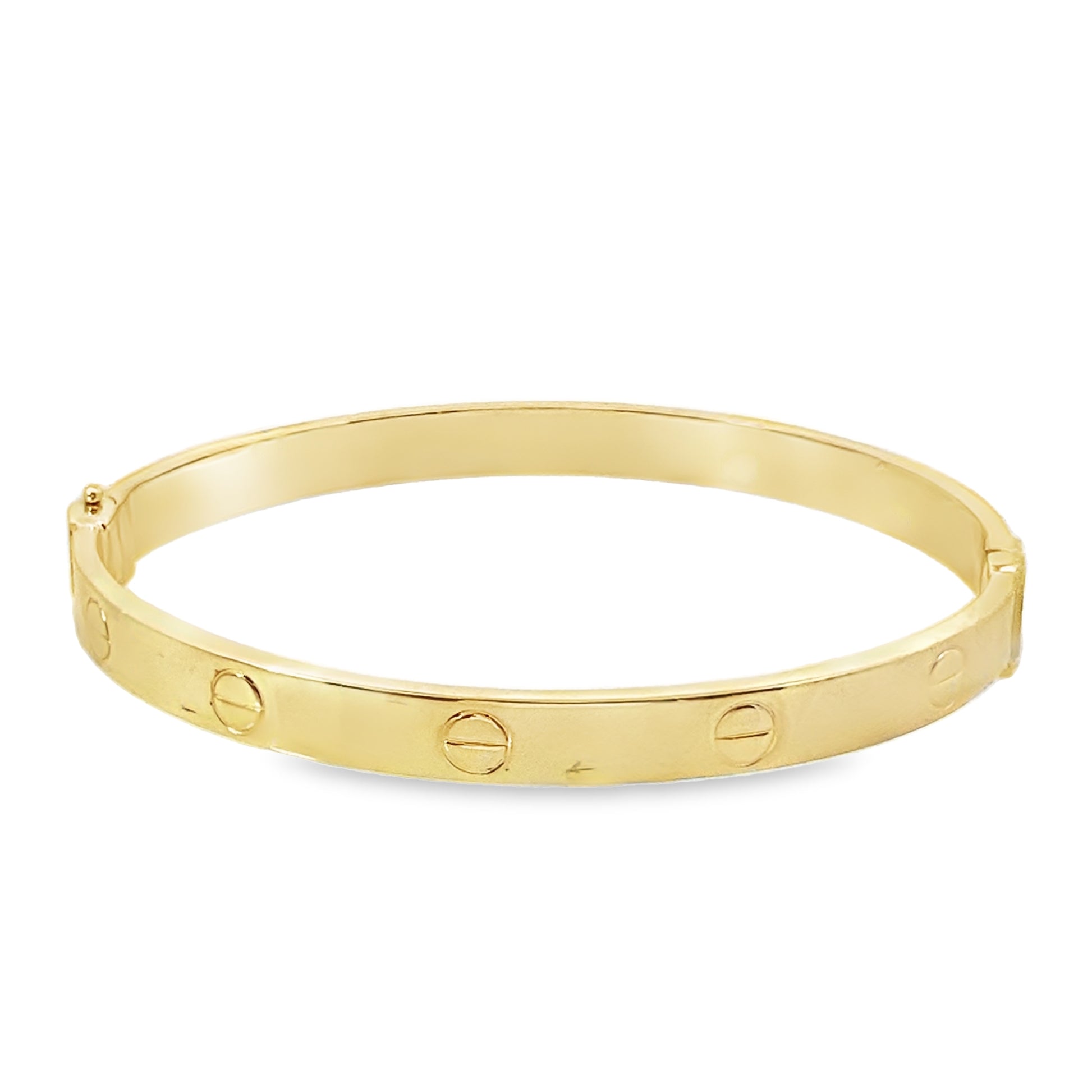 14K Yellow Gold Screw Style Hinged Bangle 5.0Dwt