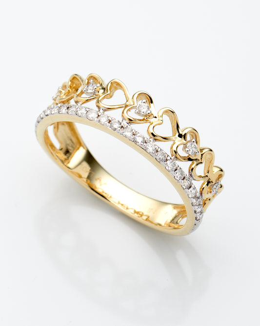 0.20 Ctw 10K Yellow Gold Diamond Heart Ring Size 7 1.1 Dwt