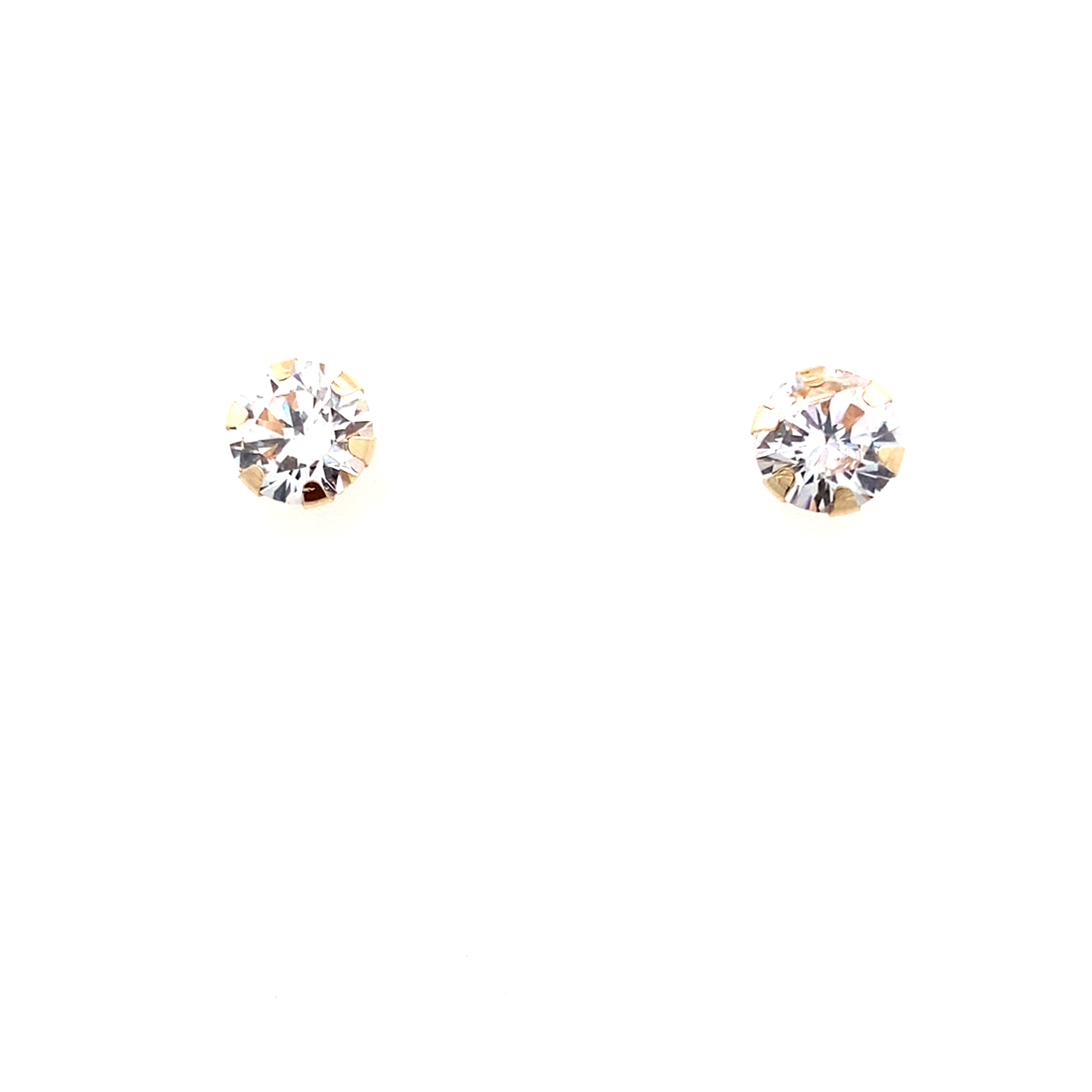 14K Yellow Gold Cz Stud Earrings 0.8Dwt