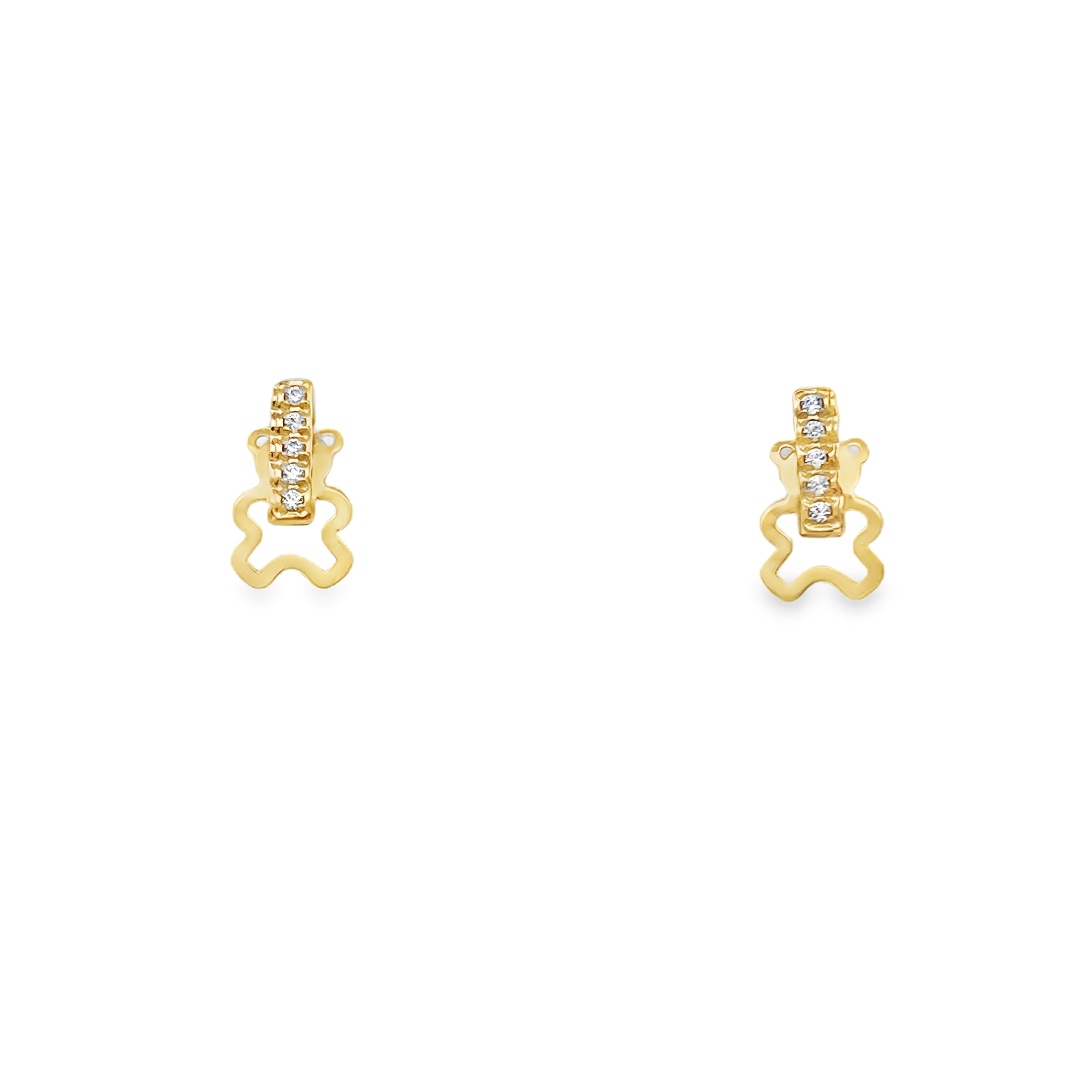 14K Yellow Gold Cz Stud Earrings  0.3Dwt