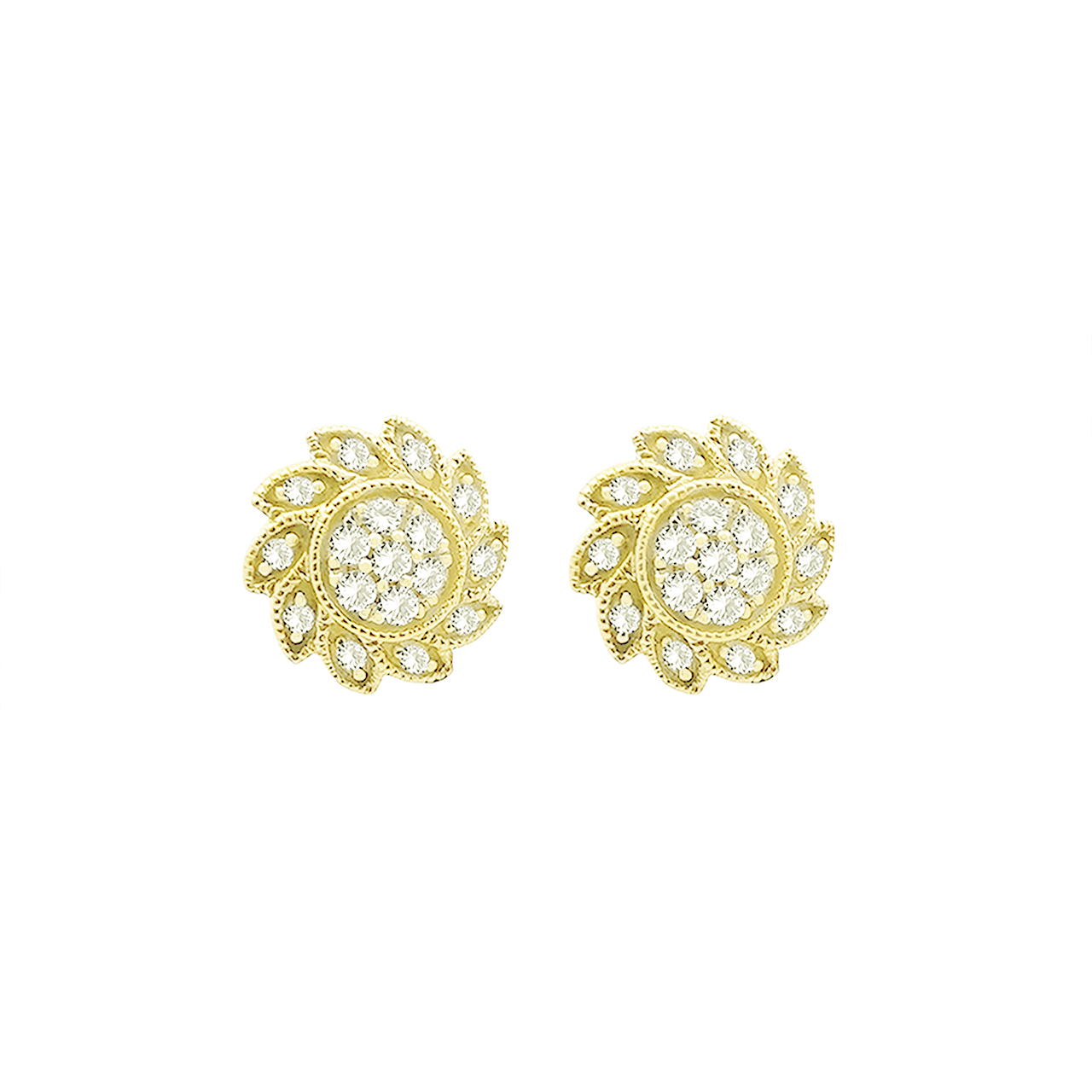0.15Ctw 10K Yellow Gold Lds Diamond Stud Earrings Rose 0.9Dwt