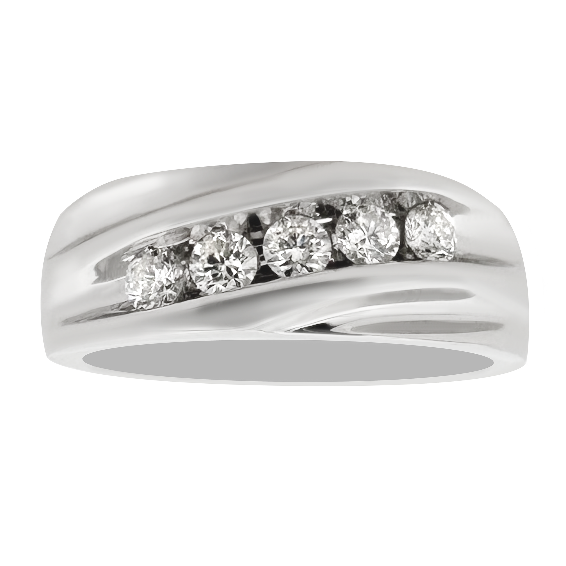 0.50Ctw 14K White Gold Diamond Wedding Band Mens Size 10 3.1Dwt