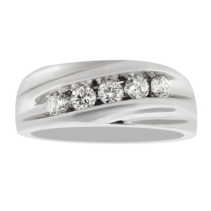 0.50Ctw 14K White Gold Diamond Wedding Band Mens Size 10 3.1Dwt