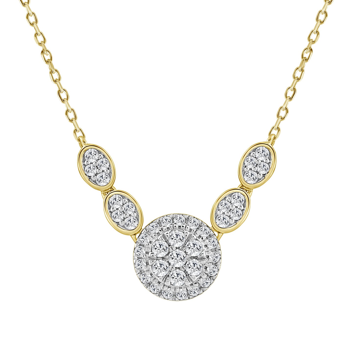 LADIES NECKLACE 0.50CT ROUND DIAMOND 14K YELLOW GOLD
