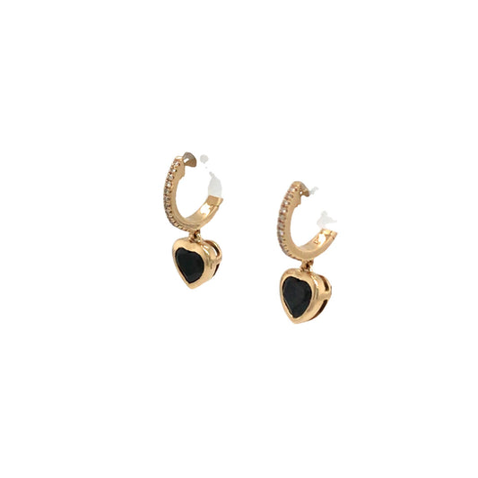 (Uj2)0.08Ctw 1.13Ctw Black Sapphire 14K Yellow Gold Earrings