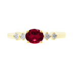 0.06Cr Dia 0.24Ct Ru 14K Yellow Gold Dia & Ruby Fashion Ring Size 7 1.2Dwt
