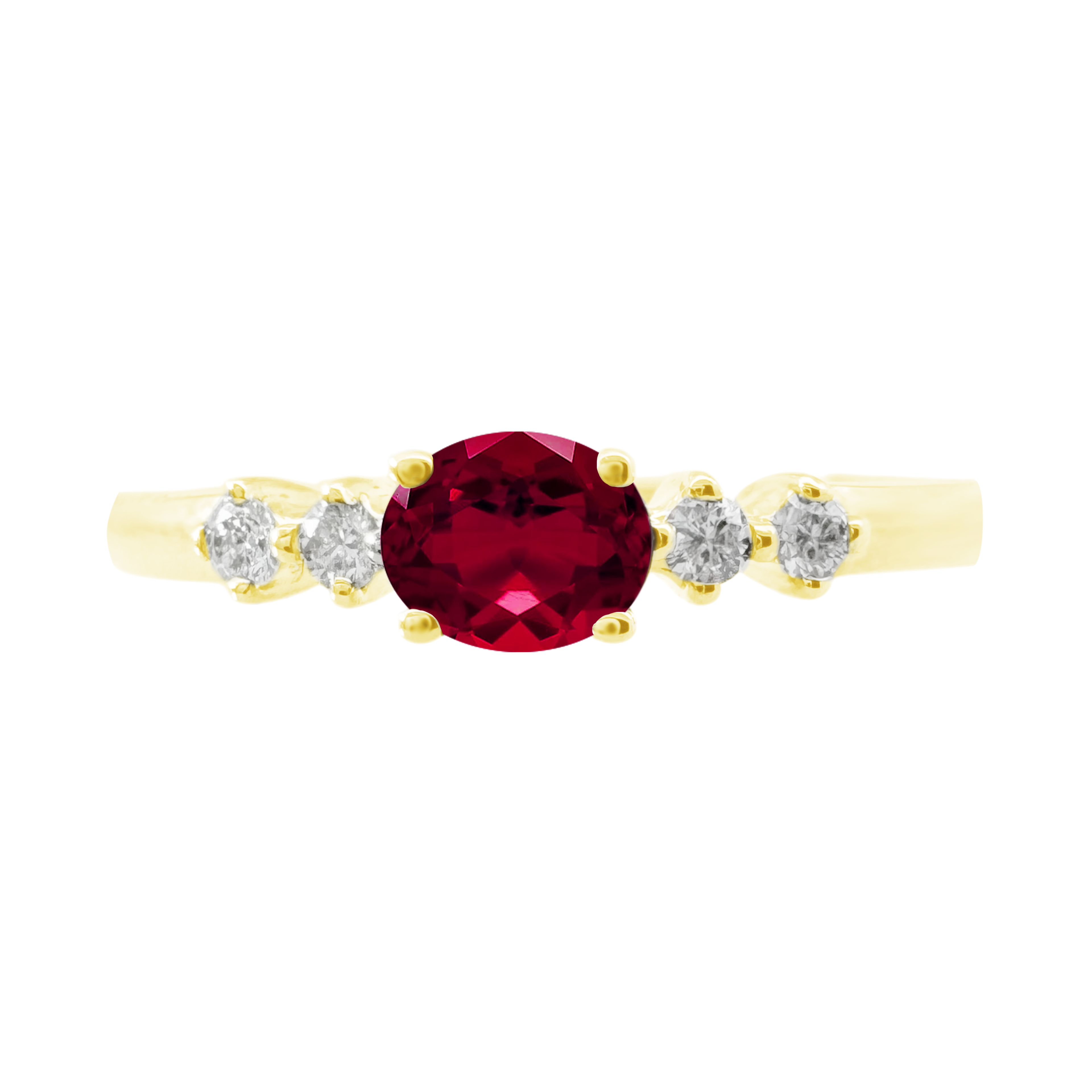 0.06Cr Dia 0.24Ct Ru 14K Yellow Gold Dia & Ruby Fashion Ring Size 7 1.2Dwt