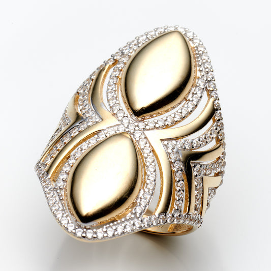 10K Yellow Gold Cz Ladies Fashion Ring Size 8 3.7Dwt