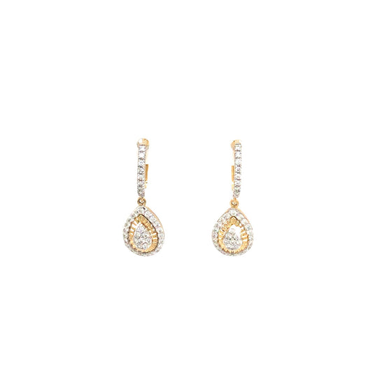 (Uj2)0.42Ctw 14K Yellow Gold Diamond Earrings 1.8Dwt