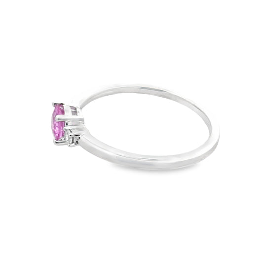 0.45 Psrd/0.03 Ctw Dird Pink Sapphire & Dia Ring Size 7 1.2Dwt