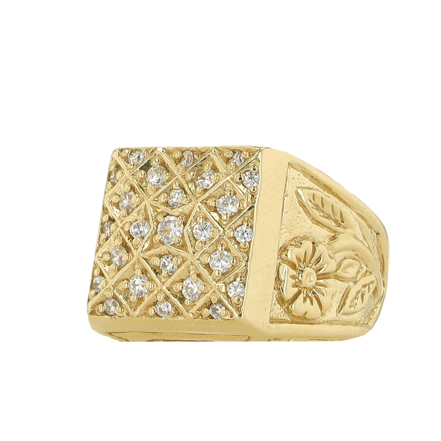 10K Yellow Gold Mens Cz Fashion Ring Size 10 11.6Dwt