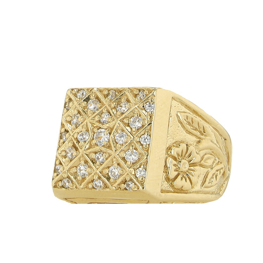 10K Yellow Gold Mens Cz Fashion Ring Size 10 11.6Dwt