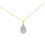 0.15Ctw 10K Yellow Gold Diamond Pear Shaped Pendant Necklace 18in 1.4Dwt