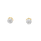 0.25Ctw 14K Yellow Gold Diamond Flower Cluster Stud Earrings
