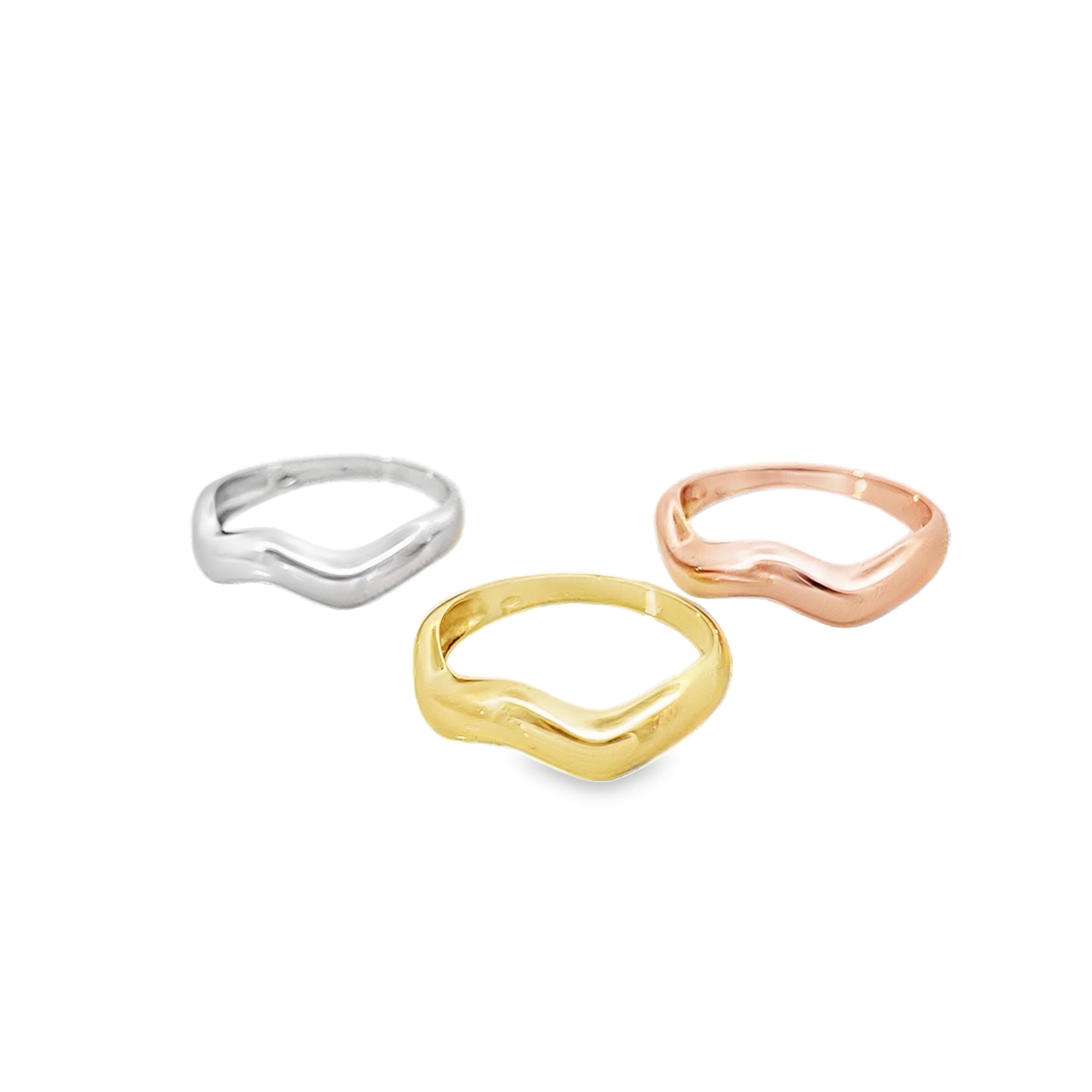 18K Yellow Gold Tri Color Ring Set Size 7.5 5.0Dwt