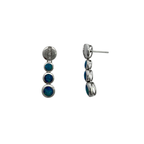 14K White Gold Diamond & Blue Opal Stones Drop Earrings 2.9Dwt