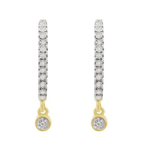 0.25Ctw 10K Yellow Gold Diamond Hoop Earrings