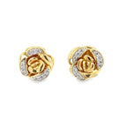 10K Yellow Gold Diamond Rose Stud Earring 2.3Dwt