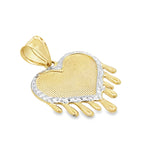 14K Yellow Gold Two Tone Heart W/ Tears Pendant  1.9Dwt