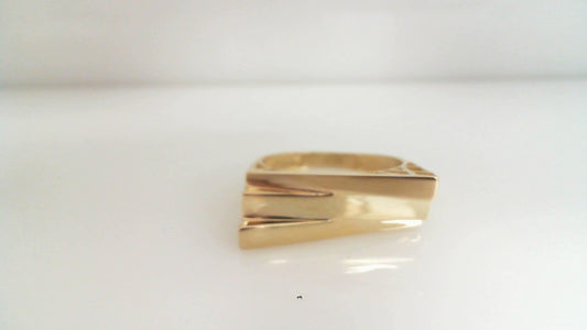 14K Yellow Gold Ladies Asymmetrical 3 Layer Ring Size 8 1.8Dwt