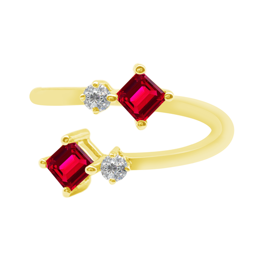 0.08Ct Dia 0.43Ct Ru 14K Yellow Gold Dia & Ruby Fashion Ring Size 7 1.4Dwt