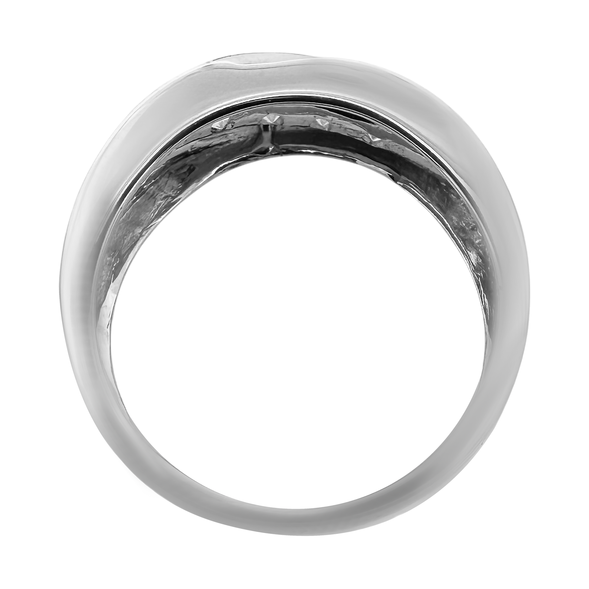 0.50Ctw 14K White Gold Diamond Wedding Band Mens Size 10 3.1Dwt