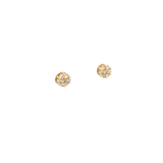0.25Ctw 14K Yellow Gold Diamond flower Earrings 1.0Dwt