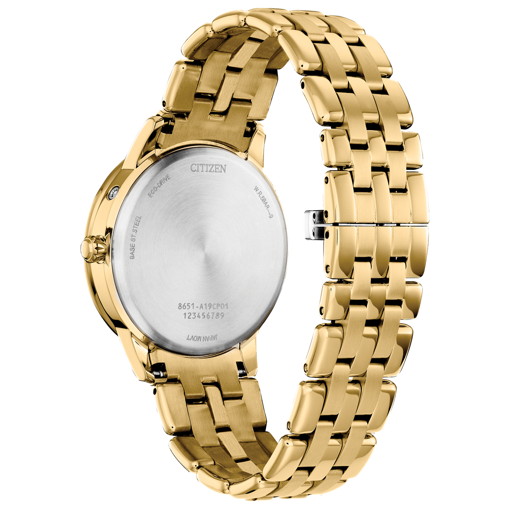 Citizen Calendrier Eco Drive Ladies Watch (Fd0002-57D) Gold Tone Mother Of Pearl Dial