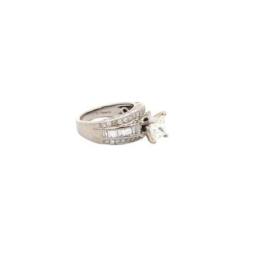 18K White Gold Diamond & Moissanite Engagement Ring Size 7 7.1Dwt