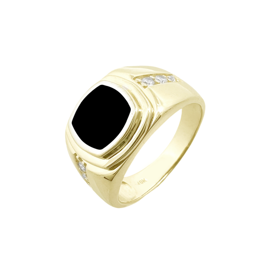 10K Yellow Gold Mens Ring W/Onyx Stone Size 11 5.3Dwt