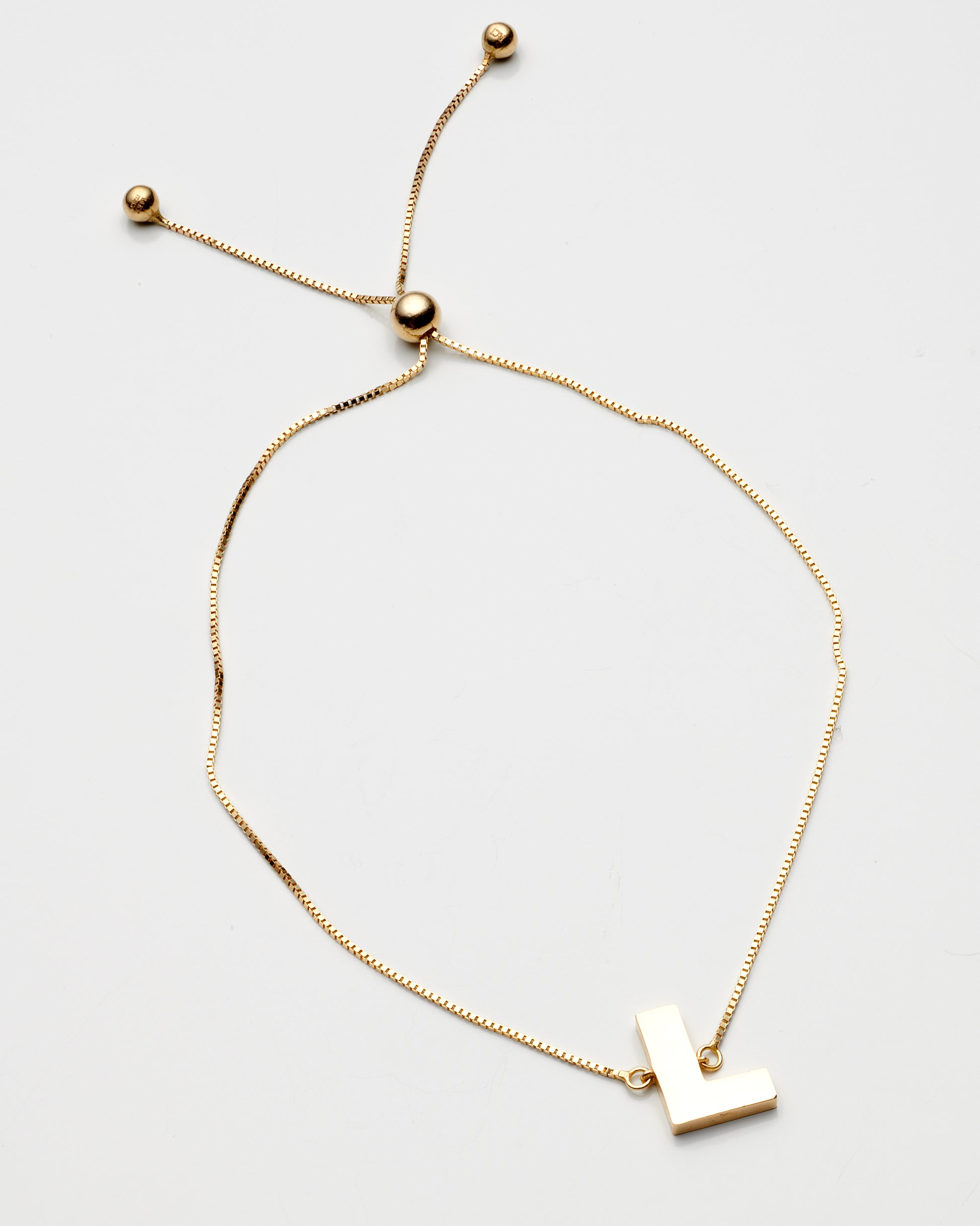 14K Yellow Gold Adjustable Initial"L" Bracelet 9.0In 0.7Dwt
