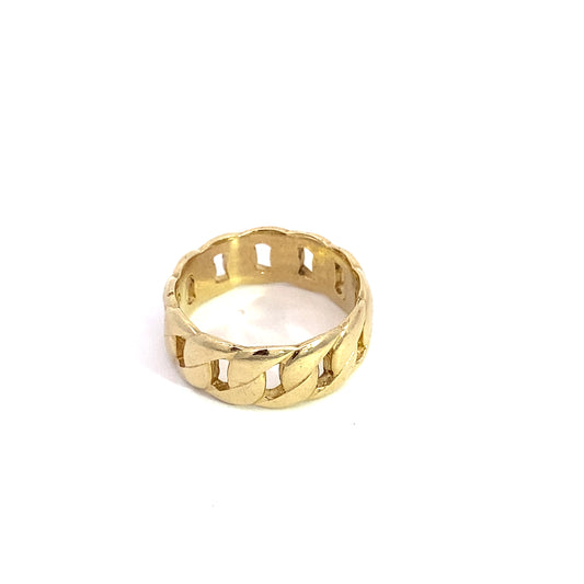 10K Yellow Gold Cuban Link Style Ring Size 7.5 4.0Dwt