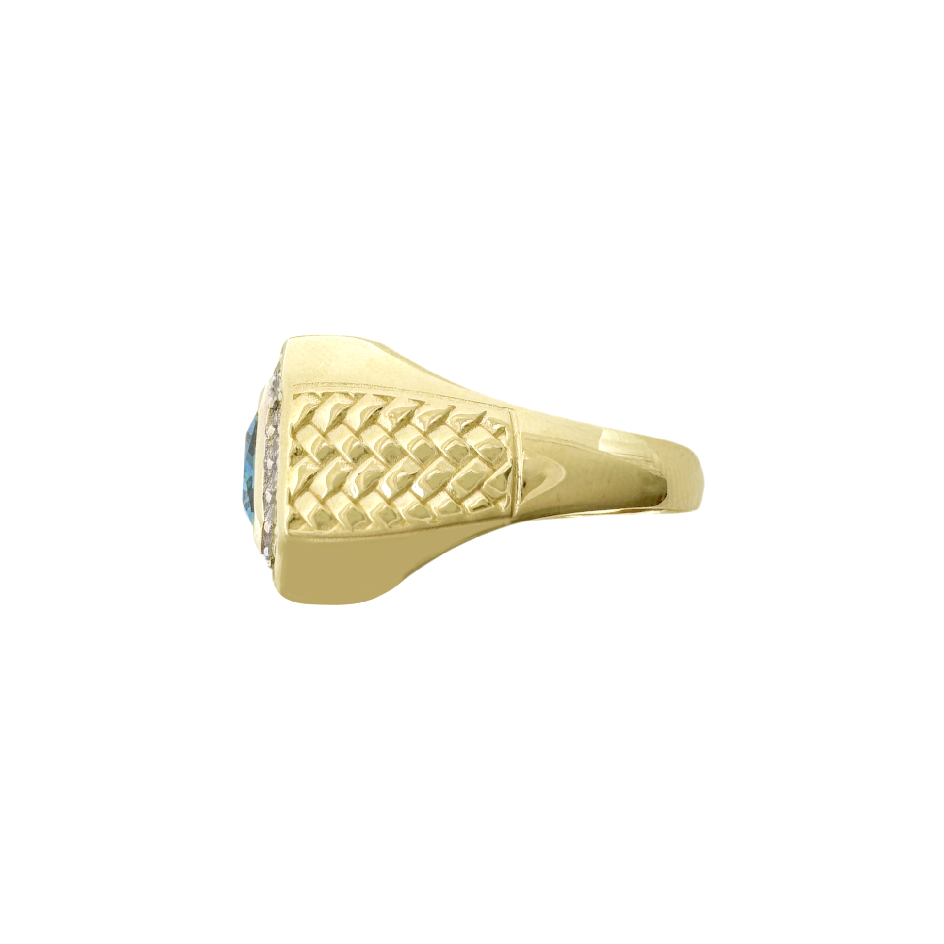 10K Yellow Gold Mens Blue Stone Ring Size 12 4.3Dwt