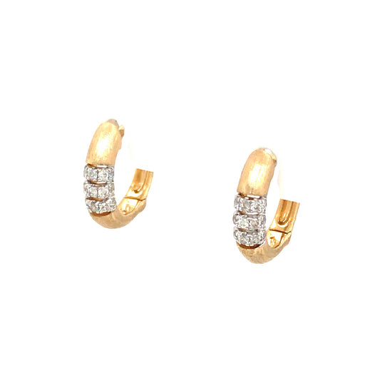0.17Ctw 14K Yellow Gold Diamond Hoop Earrings 1.4Dwt