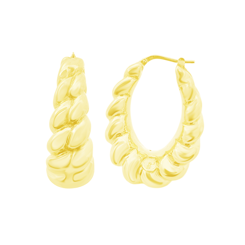 10K Yellow Gold Hollow Hoop Earrings 3.7Dwt