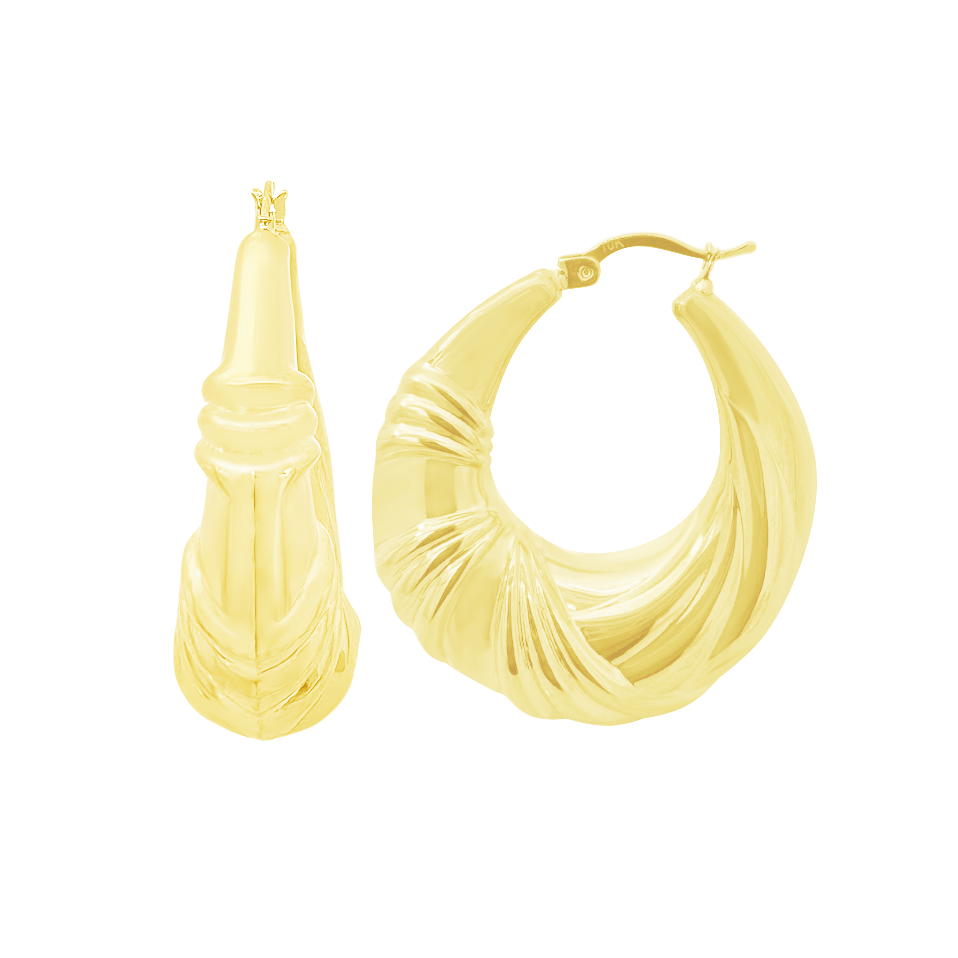 10K Yellow Gold Hollow Hoop Earrings 5.5Dwt