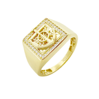 10K Yellow Gold Cz Anchor Fashion Mens Ring Size 9.5 2.7Dwt