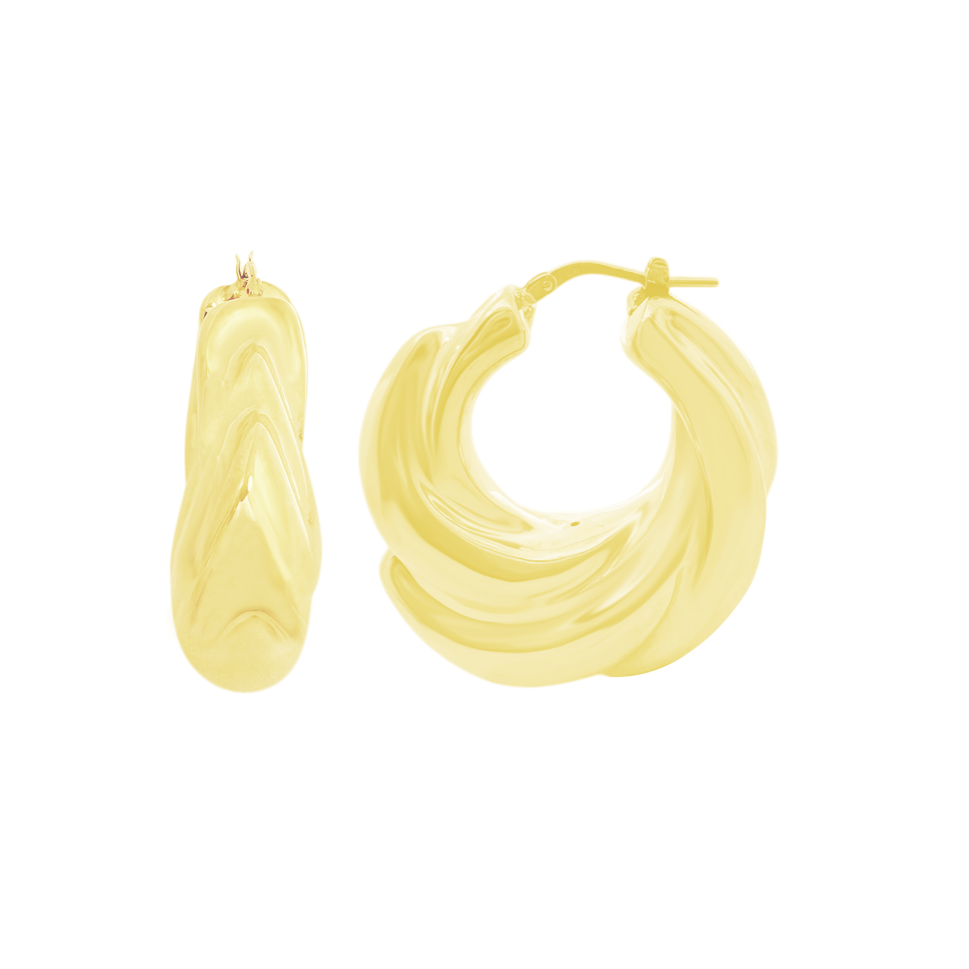 10K Yellow Gold Hollow Hoop Earrings 5.5Dwt