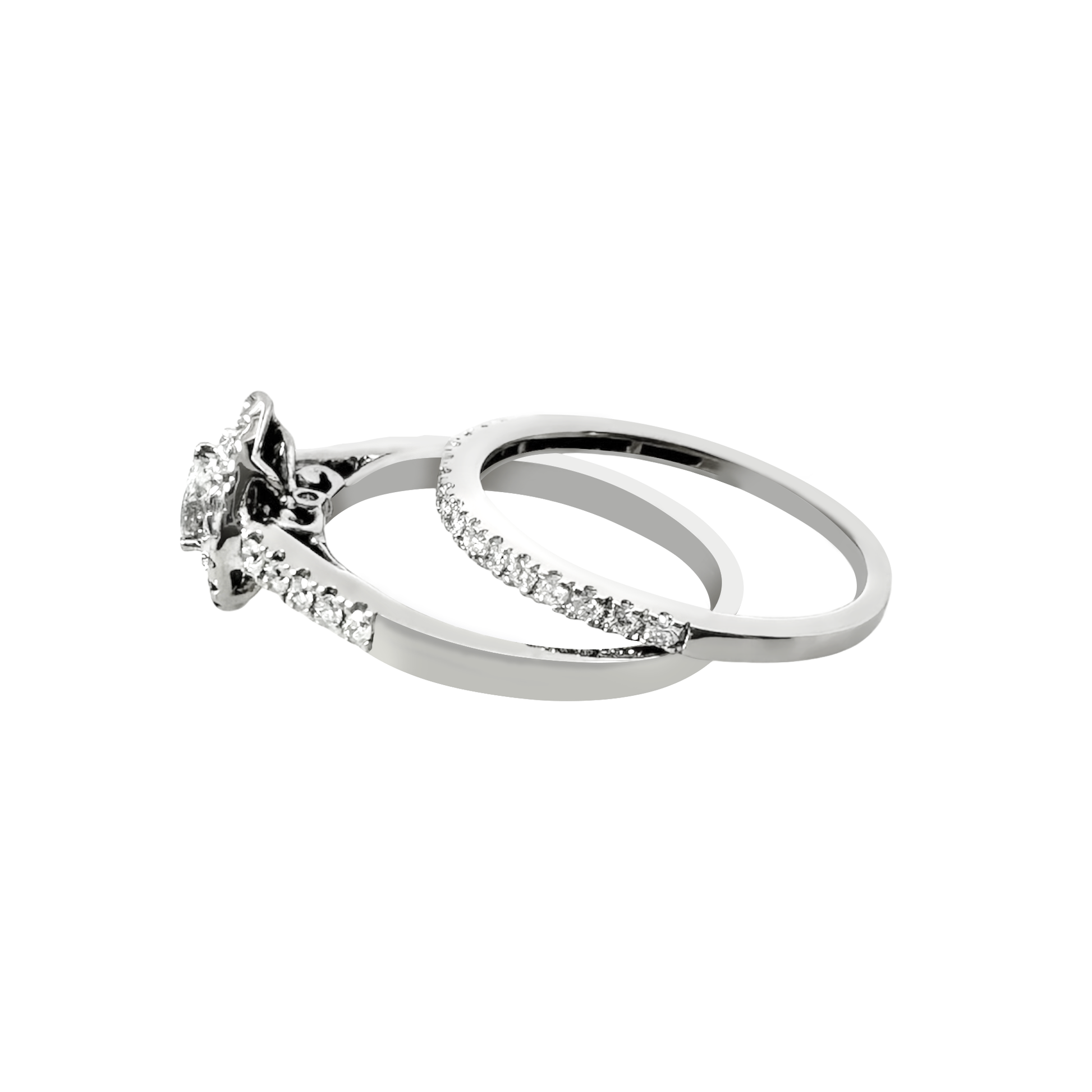 14K White Gold Diamond Wedding Set Ring Size 8.5 3.4Dwt
