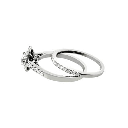 14K White Gold Diamond Wedding Set Ring Size 8.5 3.4Dwt