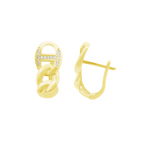 10K Yellow Gold Cz Link Style Fashion Earrings 2.1Dwt